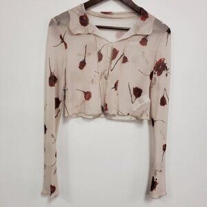 Dazy Womens Mesh Floral Fairy Grunge Top Size S Whimsigoth Festival Layers Sheer